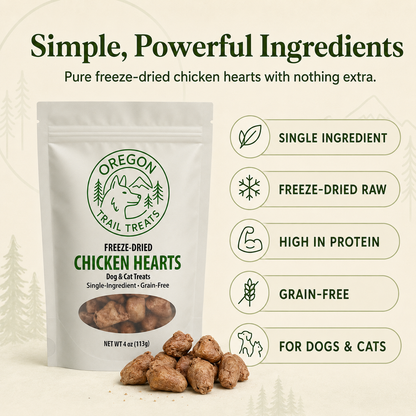 Oregon Trail Treats freeze-dried chicken hearts dog and cat treats — gallery image 3