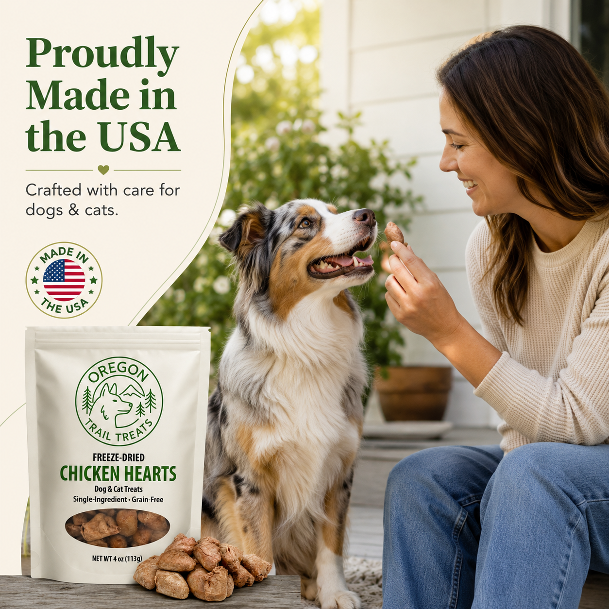 Oregon Trail Treats freeze-dried chicken hearts dog and cat treats — gallery image 5