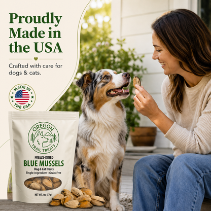 Oregon Trail Treats freeze-dried blue mussels dog and cat treats — gallery image 5