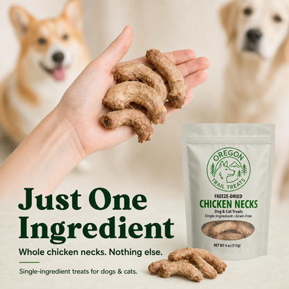 Oregon Trail Treats freeze-dried chicken necks dog and cat treats — gallery image 2
