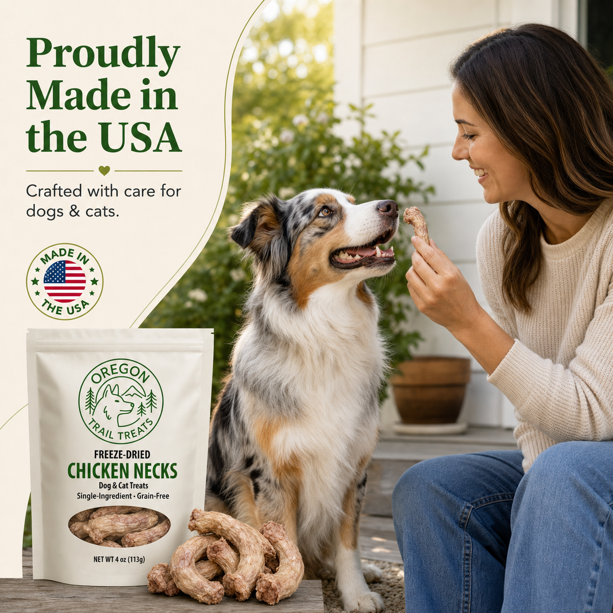 Oregon Trail Treats freeze-dried chicken necks dog and cat treats — gallery image 5