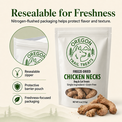 Oregon Trail Treats freeze-dried chicken necks dog and cat treats — gallery image 6