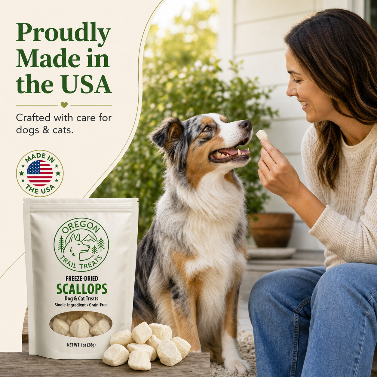 Oregon Trail Treats freeze-dried scallops dog and cat treats — gallery image 5