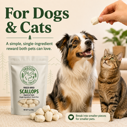 Oregon Trail Treats freeze-dried scallops dog and cat treats — gallery image 7